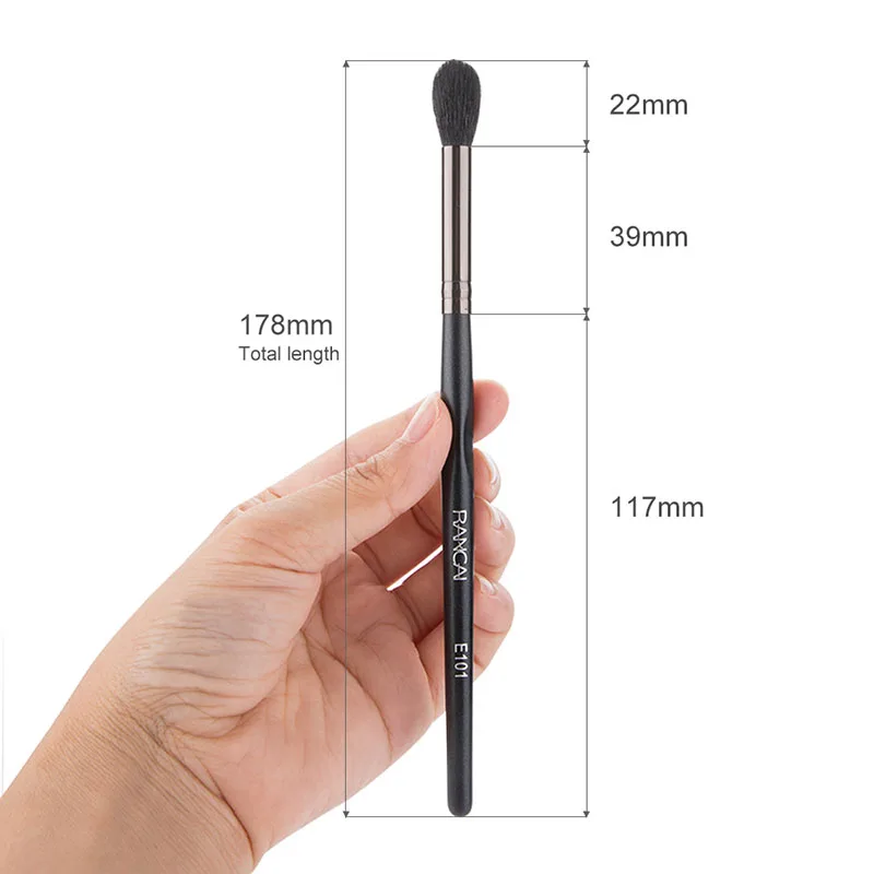 RANCAI 1pcs Flame Shape Eyeshadow Makeup Brush Contour Blending Eyes Natural Goat Hair Nose Brush Make Up Blender Cosmetic Tool