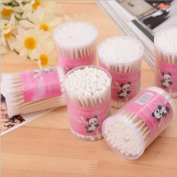 100PCS packed Double Head Health Makeup Cosmetics Ear Clean Jewelry Clean Cotton Swab Stick Kapok Rods YL030