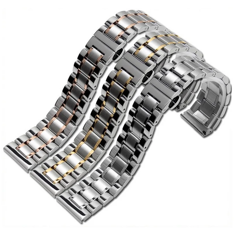 Stainless Steel Watch band Strap Bracelet Watchband Wristband Butterfly Black Silver Rose Gold 14mm 16mm 18mm 20mm 22mm 24mm