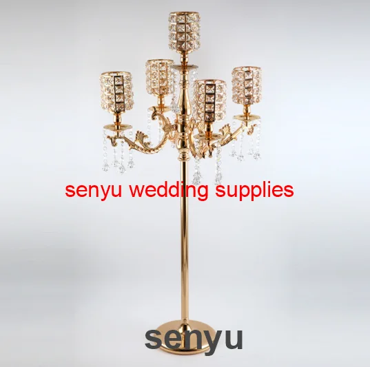 

New style Table centerpiece crystal wedding candelabra with flower bowl 8 arm candle holder and vase senyu00033