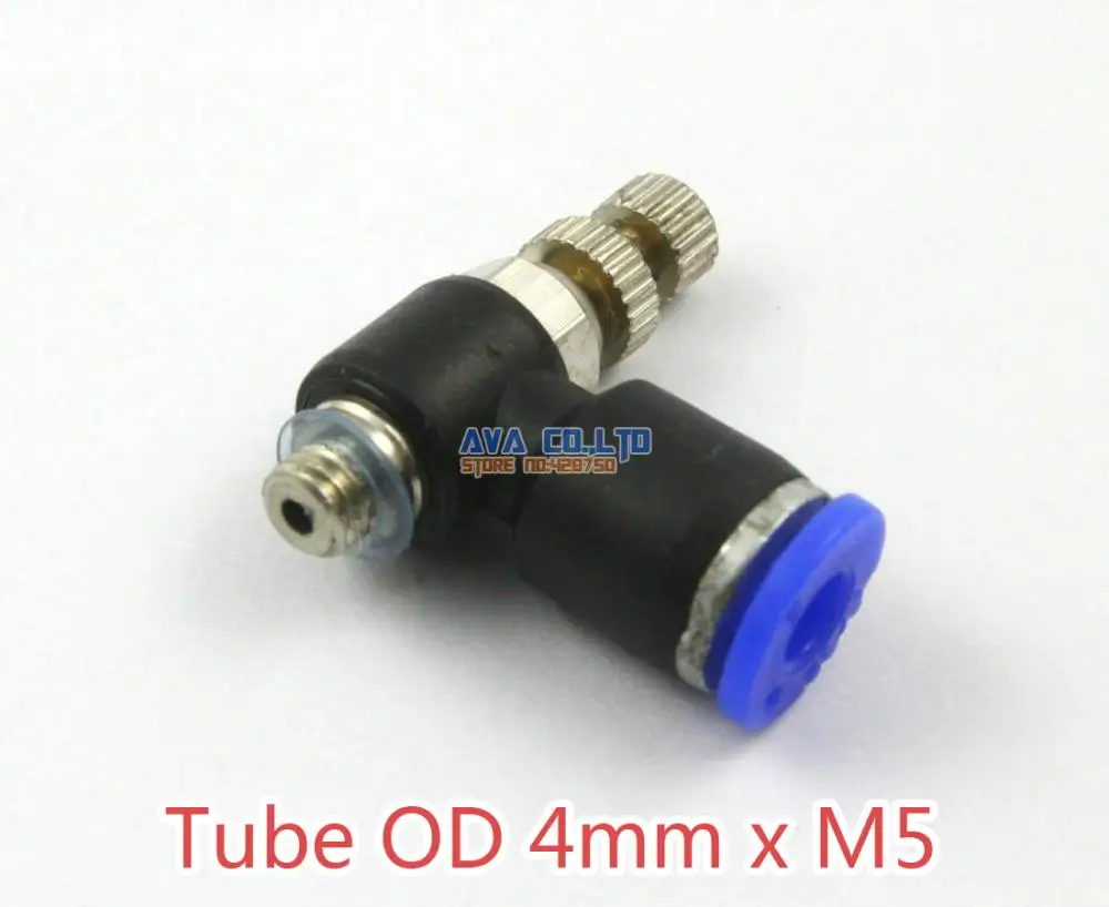 20 Pieces Tube OD 4mm x M5 Air Flow Control Valve Pneumatic Connector Push In To Connect Fitting