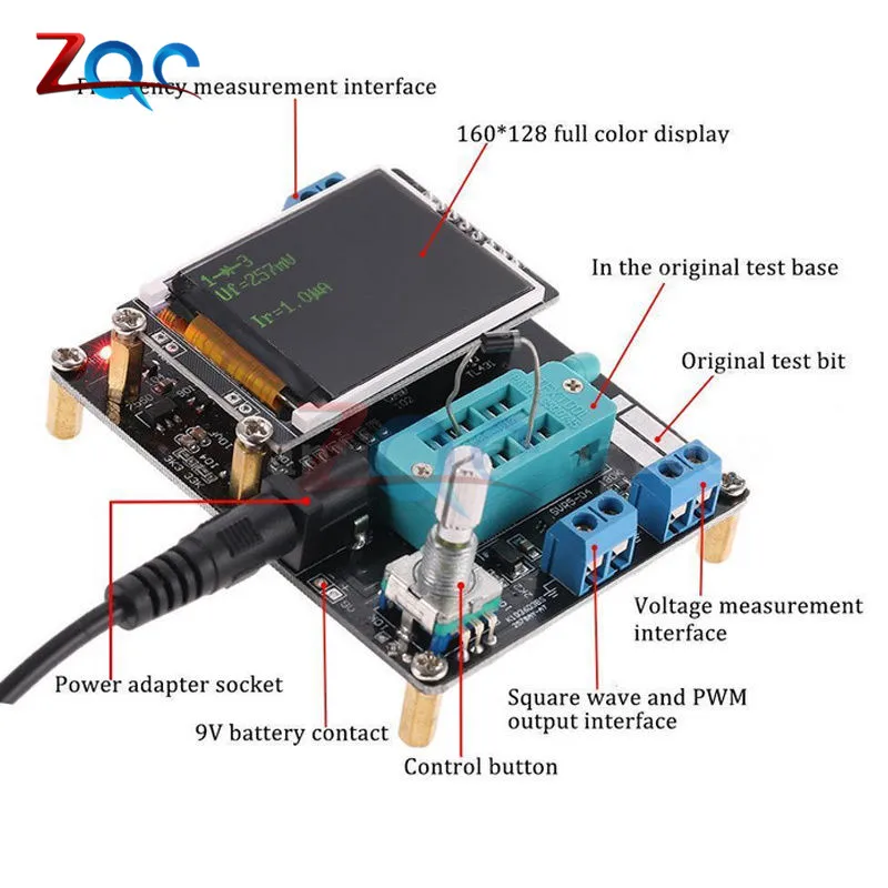 液晶GM328Aトランジスタダイオード容量抵抗テスターesr周波数計pwm方形波信号発生器smt npn pnpメートル