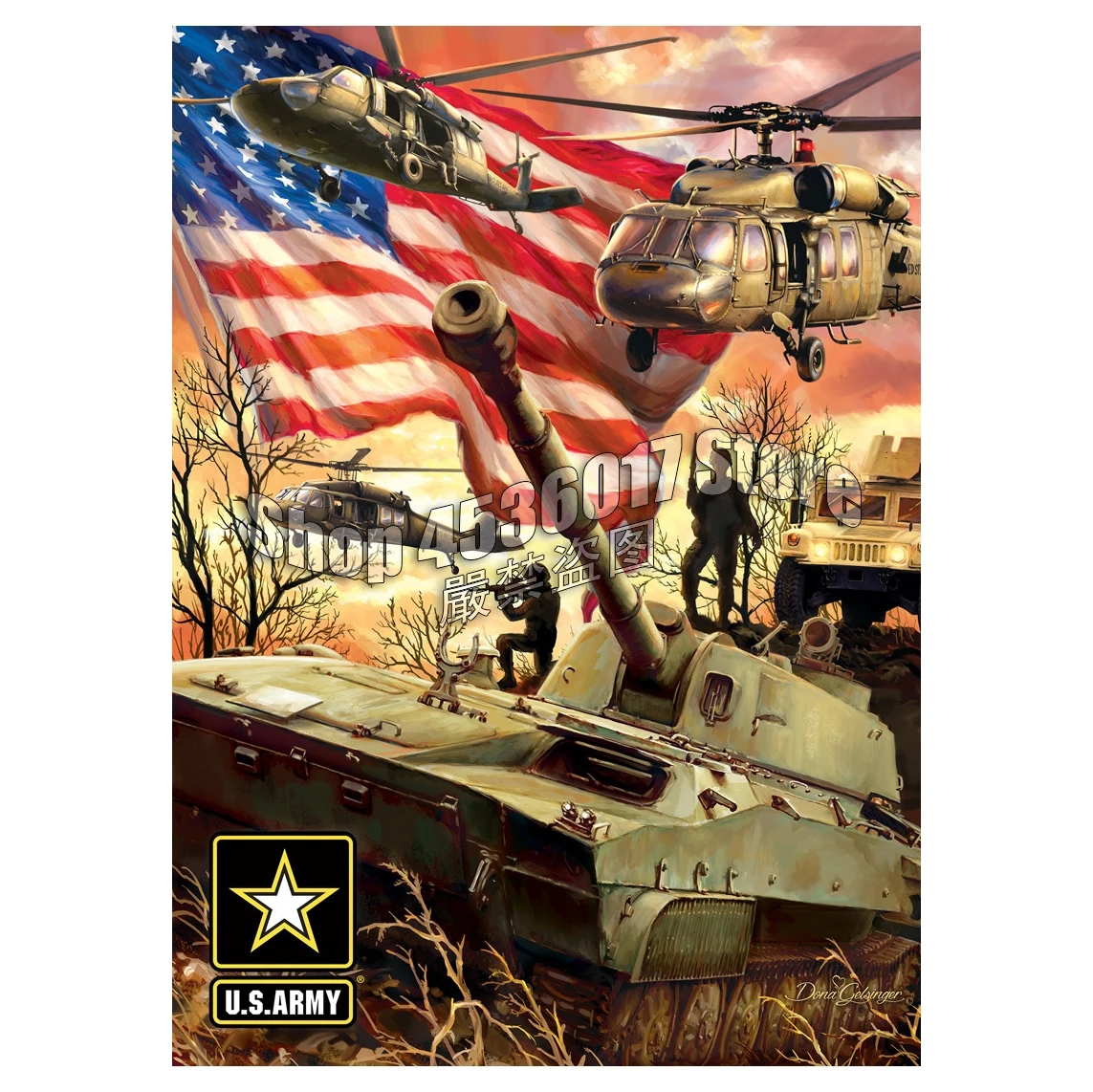 US Army Diamond Embroidery Landscape Handmade Diamond Painting Patriotic Military Needlework Mosaic Cross Stitch Home Decor