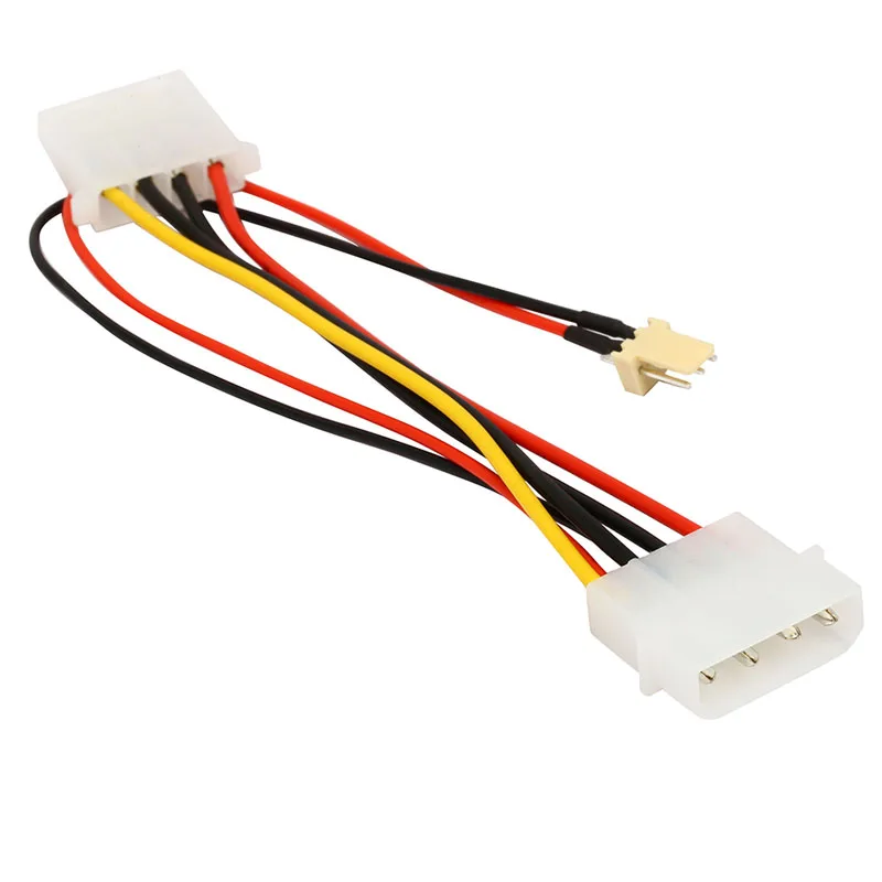 4 inches IDE Molex 4 pin Internal Extension Power Cord w/ 8 inch 3-pin 2 pin Case Cooling Fan Splitter Adapter Converter Y-Cable