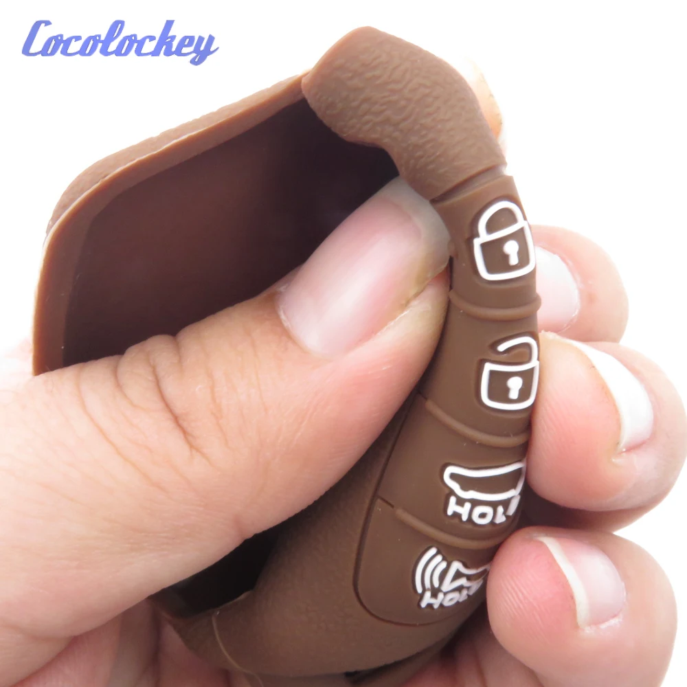 Cocolockey Silicone Rubber Car Key Case for HYUNDAI HB20 Ix45 IX35 Santa Fe Flip Remote Key Case For Car 4 Button Car Styling