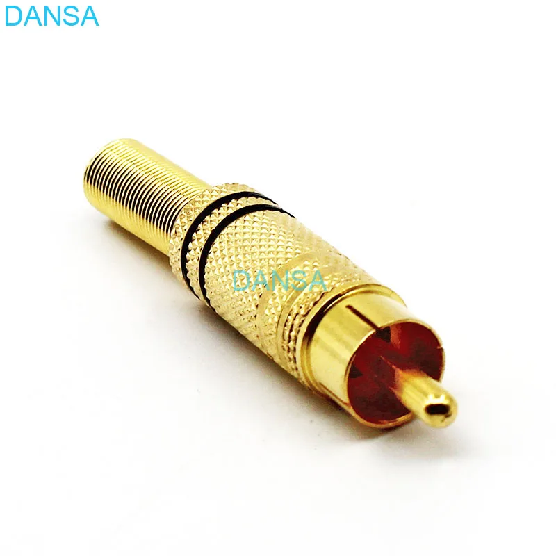 10pcs/lot Audio and Video Plug AV Connector With Cable Retaining Spring Welding Type Gold Plating RCA Male Plug