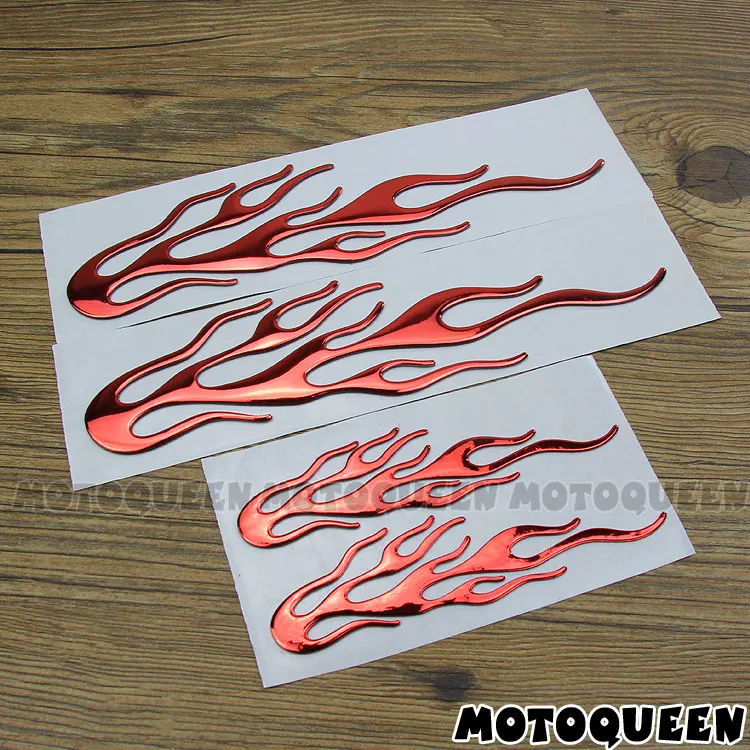 

3D Flame Fire Auto Retro Motorcycle Tank pad Side Cover Helmet Stickers Emblem Fairing Decals For CB CBR CBF R1 R6 R7 GSXR Biker