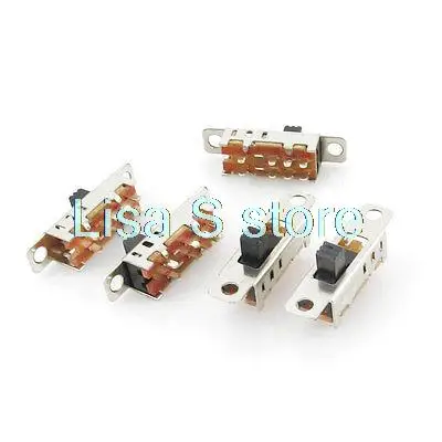 5 Pcs x 6mm High Knob 8 Pin 3 Position 2P3T DP3T Panel Slide Switch 0.5A 50V DC SS23E04-G6