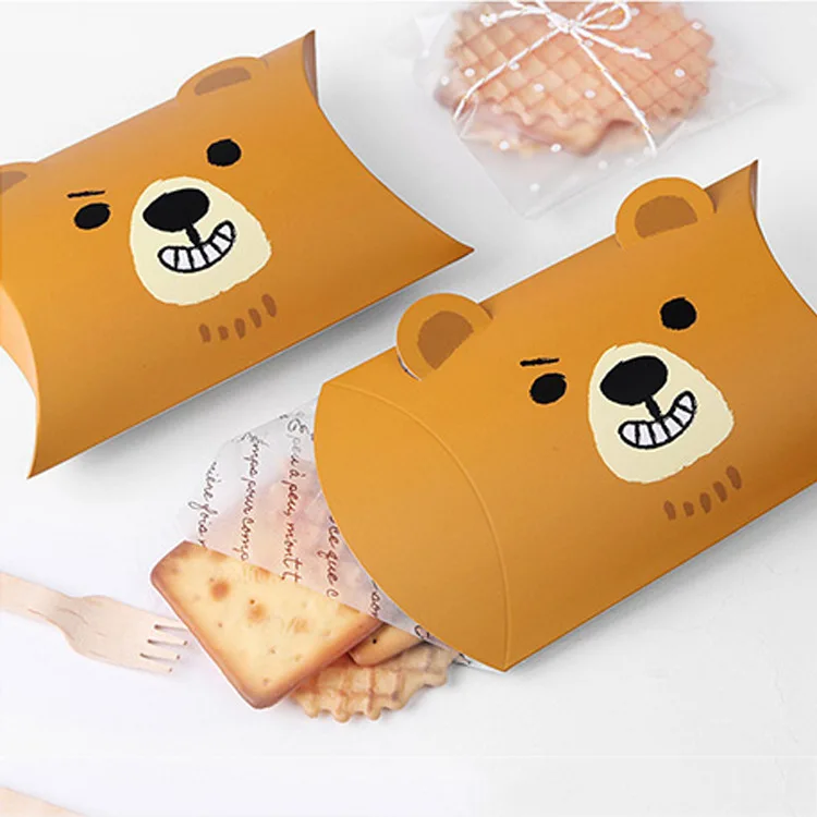 50pcs/lot duck bear pillow boxes wedding decoration gift box party baby shower children kid birthday party supplies kraft box