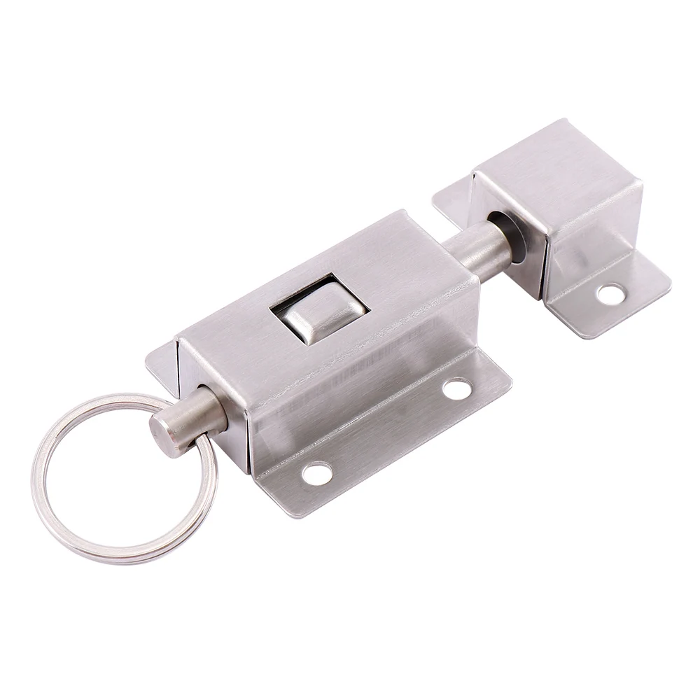 

3 Inch Long Stainless Steel Spring Door Latch With Button Slide Lock Barrel Bolt High Quality Practical