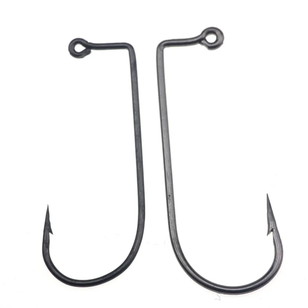 Rompin 50pcs Aberdeen Jighead Fishing Hook Nickel 90 Degrees Bend Jig Hooks Single Fishing Hooks for Rubber Jig Bass Jig
