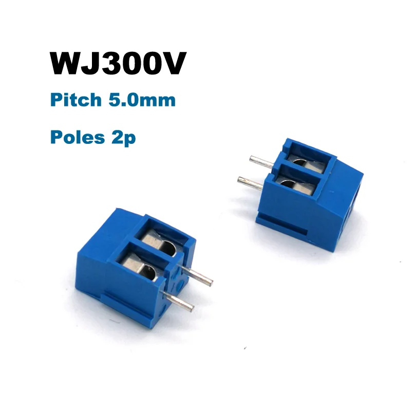 5/10Pcs Pitch 5.0mm 2/3P Screw PCB Terminal Block Straight Pins Brass Morsettiera Wire Cable Connector 300V 10A  Bornier