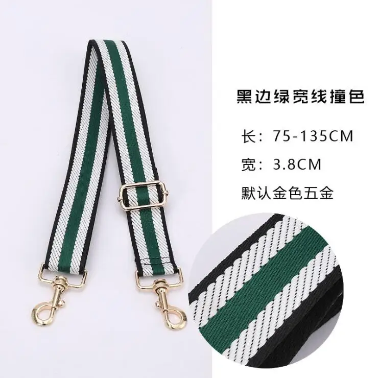 

Bag Strap Accessories for Women Adjustable Shoulder Handbag Stripe Straps Decorative Handle Replacement Ornament Black- Green
