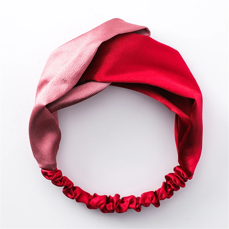 Fashion Women Faux Silk Solid Hairband Simple Elastic Hair Band Retro Cross Headbands Bandanas Satin Hair Rope Hair Accessories