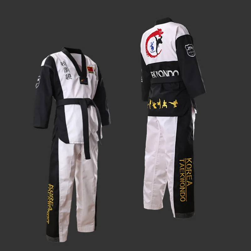 

Top Quality Colored Taekwondo Uniform for adult Children Teenagers Poomsae dobok red blue black tae kwon do clothes WTF approved
