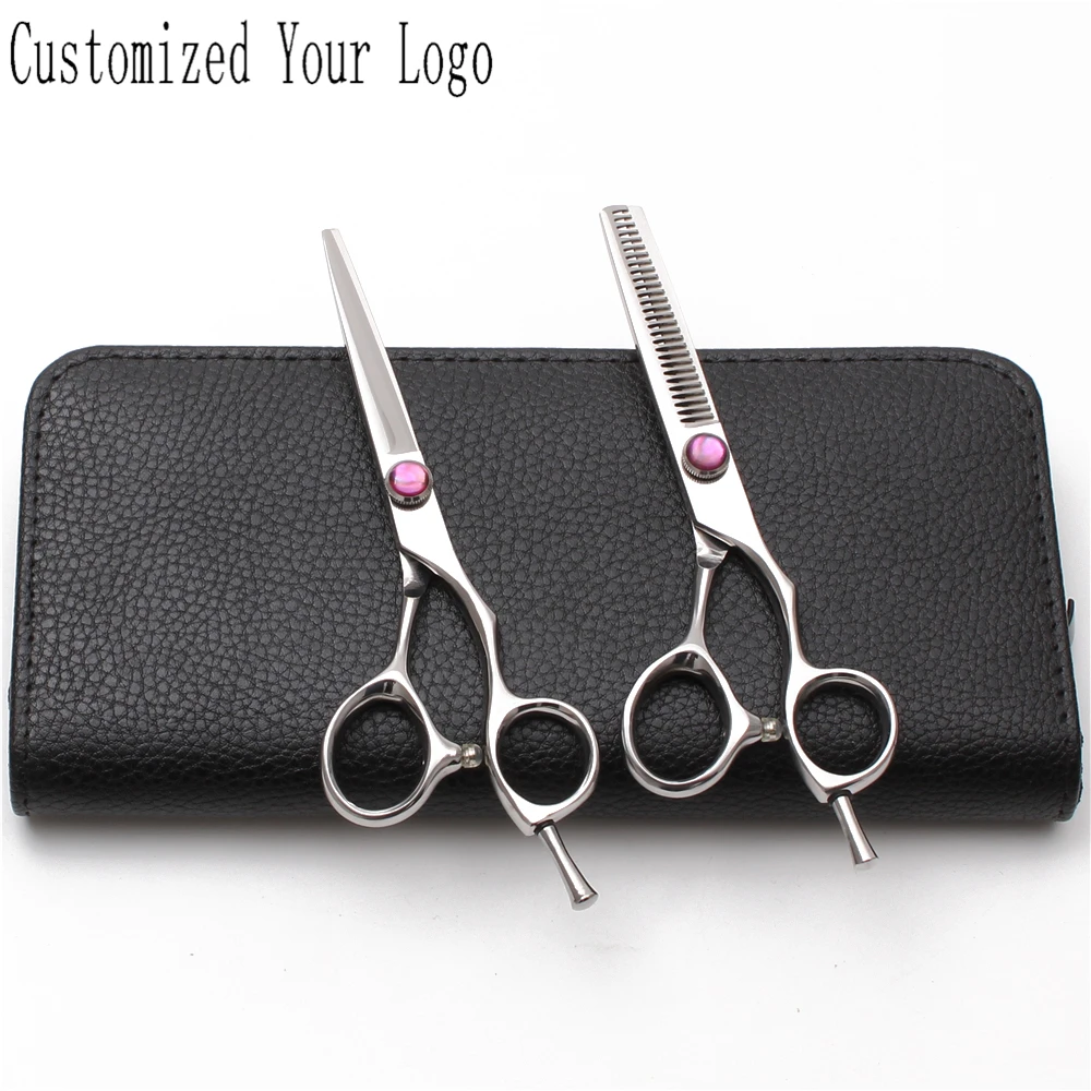 

2Pcs 5" 5.5" 6" Customized Logo Hairdressing Scissors Z9014 JP 440C Cutting Scissors Thinning Shears Professional Hair Scissors