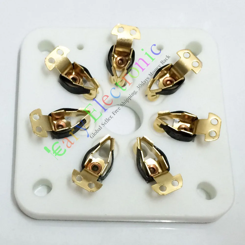 卸売および小売-4pc-7pin-ゴールドセラミック真空管ソケットバルブ-813-fu-13-4b27-5-125b-8001-アンプ送料無料