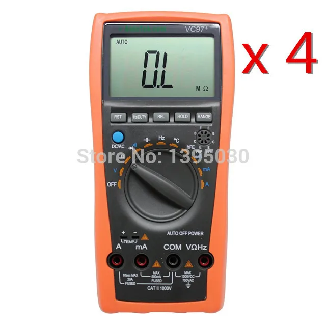 4PCS/Lot VC97 DMM AC DC Voltmeter Capacitance Resistance Digital Multimeter Auto Range Tester