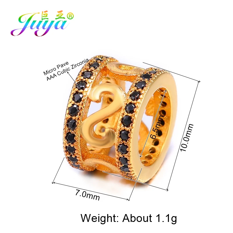 Beading Jewelry Findings Pave Zircon Big Hole Infinity Metal Charm Beads Accessories For Women Men Natural Stones Jewelry Making