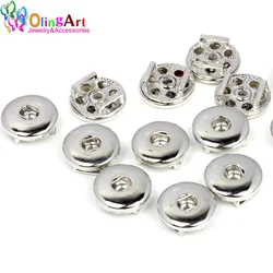 OlingArt 8pcs 18mm silver plated Round Snap Button buckle Charms jewelry findings DIY Bracelet Making NEW