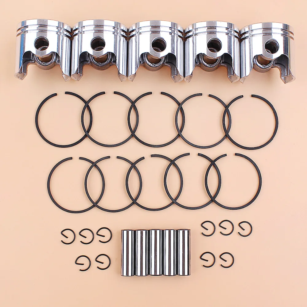 5Set/Lot 40mm Piston 10mm Pin Kit For 43CC CG430 BC430 40-5 1E40F-5 Gas Engine Brush Cutter Brushcutter Trimmer Lawnmower Mower