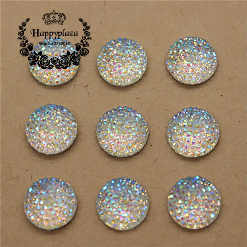 100pcs 12mm Resin Bling Clear AB Round Flatback Cabochon DIY Scrapbooking Phone/Wedding