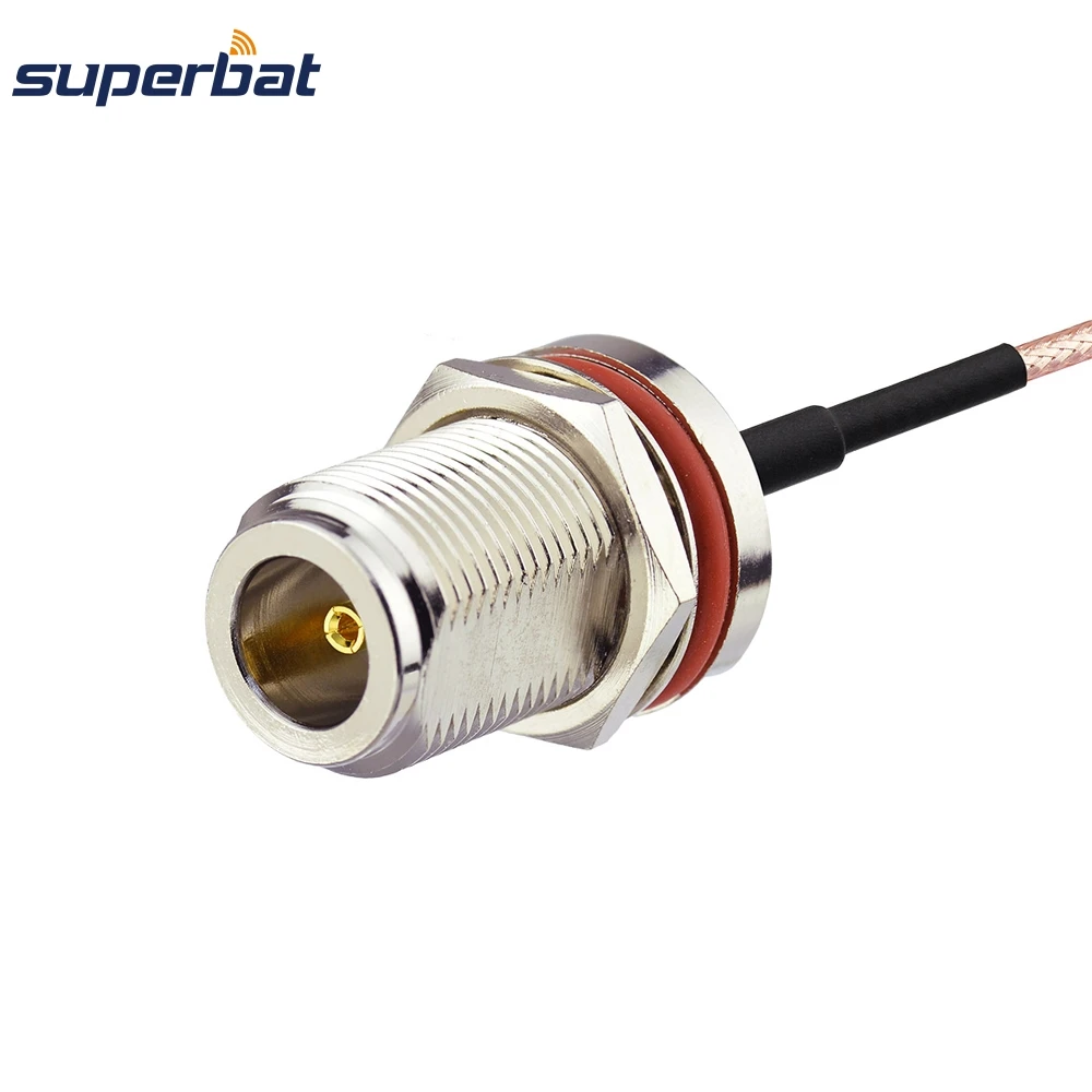 Superbat N-Type Female Bulkhead O-ring to RP-SMA Male Connector Coaxial Pigtail Cable RG316 15CM for Wireless Antenna