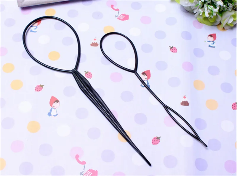 2Pcs Black Ponytail Creator Plastic Loop Styling Tools Tail Clip Hair Fashion Salon Hair Acessorios Braid Maker Styling Tool