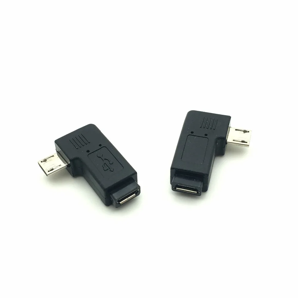 1 Pair Right Left Angle Micro USB Male 90 Degree USB Male to Micro Female Plug Adapters Hot Worldwdie AQJG