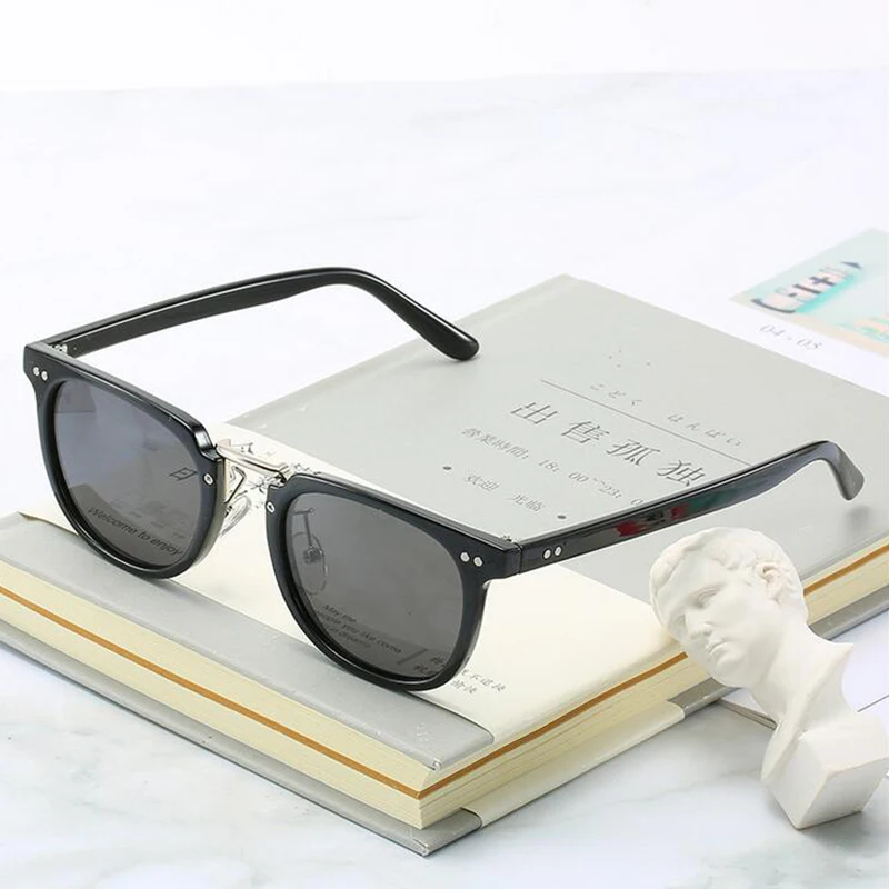 Men Sunglasses Women Myopia Square Rivets Fraame Black Lens Diopter Glasses Short-sighted Sun Glasses 0 -0.5 -1.0 -2.0 TO -6.0