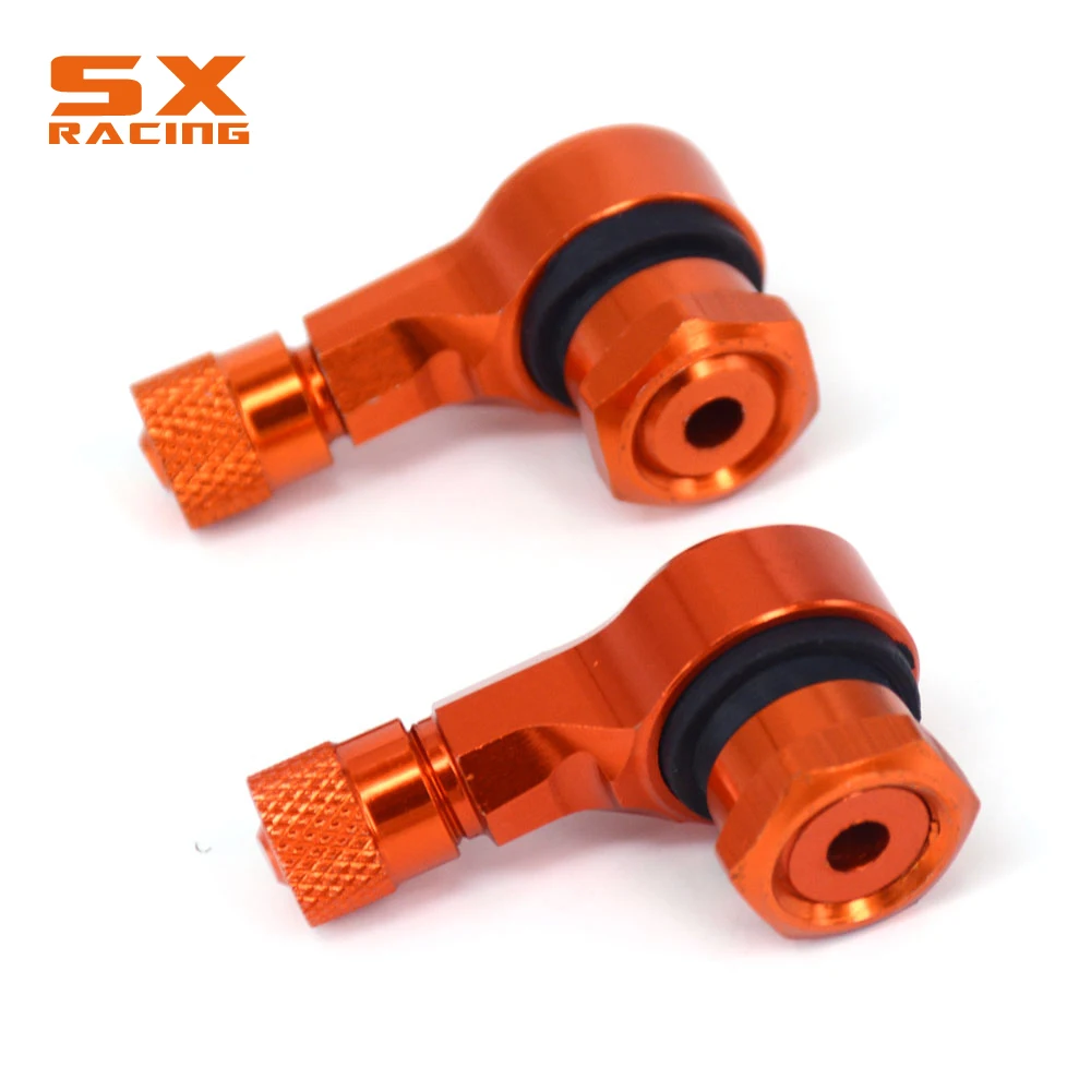 Motorcycle CNC Universal Orange 2PCS Rim Wheel Valve Stems Tire Tyre Cap 90 Degree For KTM DUKE RC SMC R SUPER SMT ADVENTURE RC