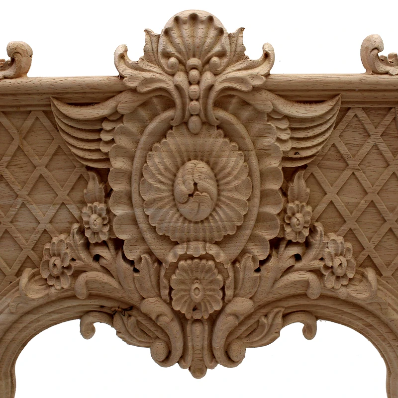 RUNBAZEF Rose Floral Oak Wood Applique Carved Corner Vintage Home Decoration Maison Accessories Door Wall Furniture Decor Decal