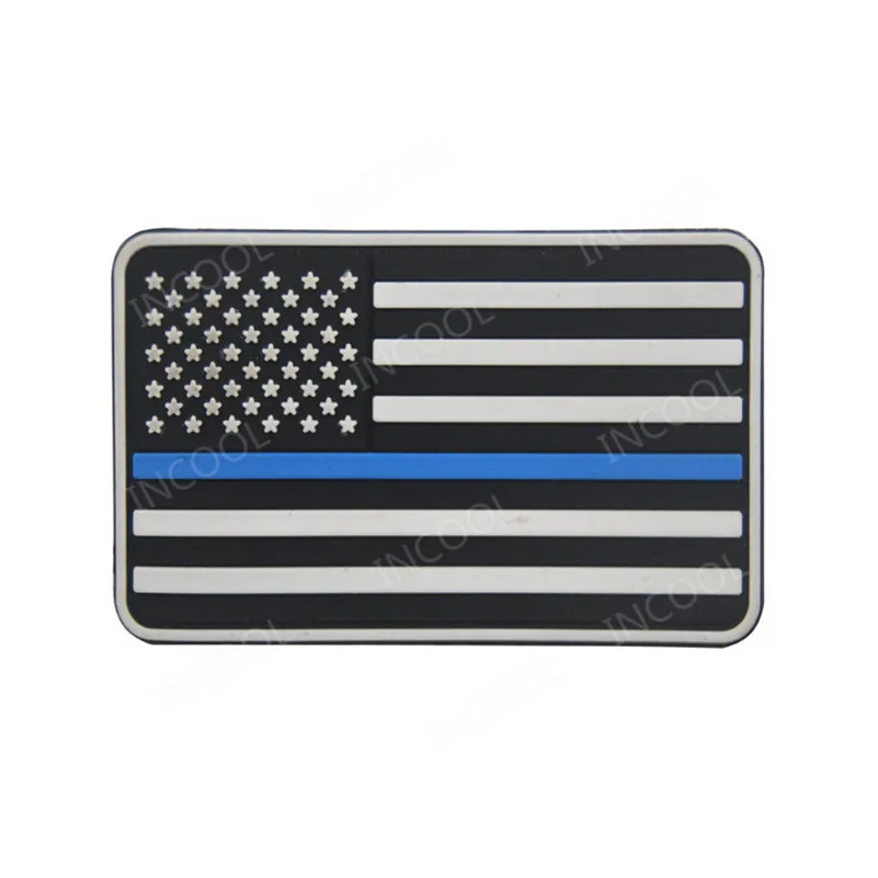 American PVC Flag Patch US USA United States of America Thin Blue Line Patch Rubber Patch For Clothing Backpack