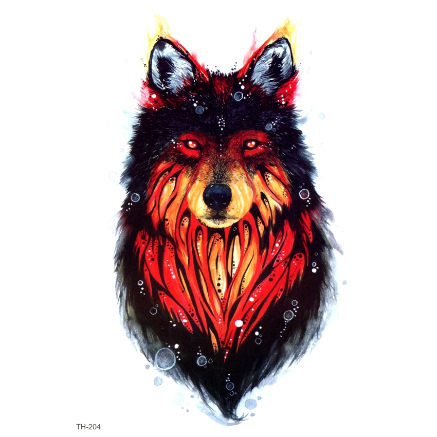 5pcs Fire Wolf Waterproof Temporary Tattoo Sticker Animals The Flash  Tatoo Temporary Stickers Tatuagem face Jewels  Team Bride