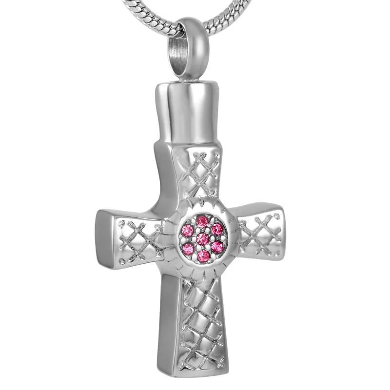 IJD9173 Newest in 2017 stainless steel rhinestone inalry Cross Memorial Ash Keepsake Cremation Jewelry