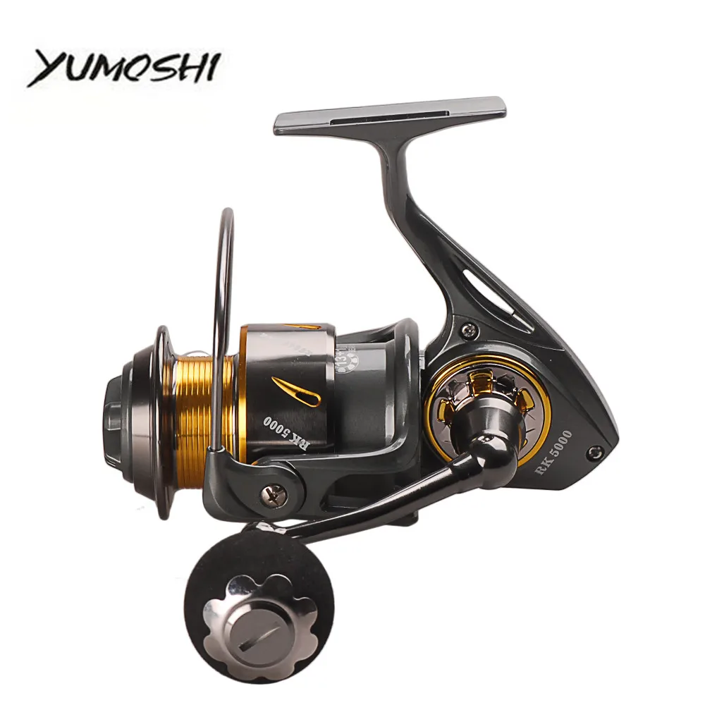 

Yumoshi RK5000-9000 Series Fishing Reel 14BB Full Metal Spinning Reels Carretilha Molinete Peche Fishing Tackle Pesca Wheel