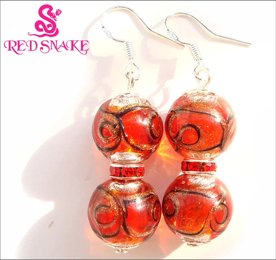 RED SNAKE Fashion Earring Handcraft Bule Red Purple colors Murano Glass Earrings