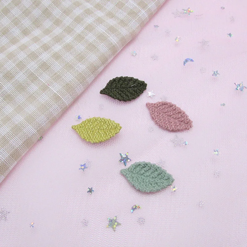 80 Stück 2,8x1,6cm Häkelblatt-Polsterapplikationen, künstliche Patches für DIY-Bastelarbeiten, Haarspangen-Dekoration – Detail 11