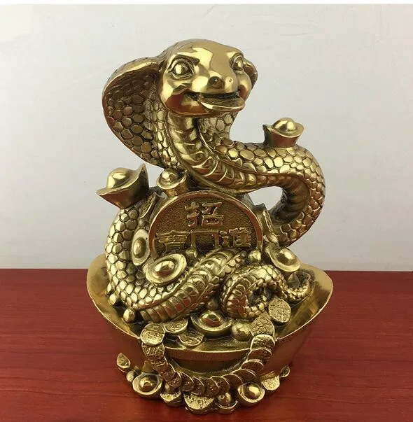 

Collection fine workmanship brass wealth snake crafts statue