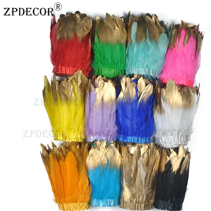 

15-20 cm Goose Feather Trims Dyed Geese Feathers Ribbons Goose Feather Cloth Belt DIY Decorative