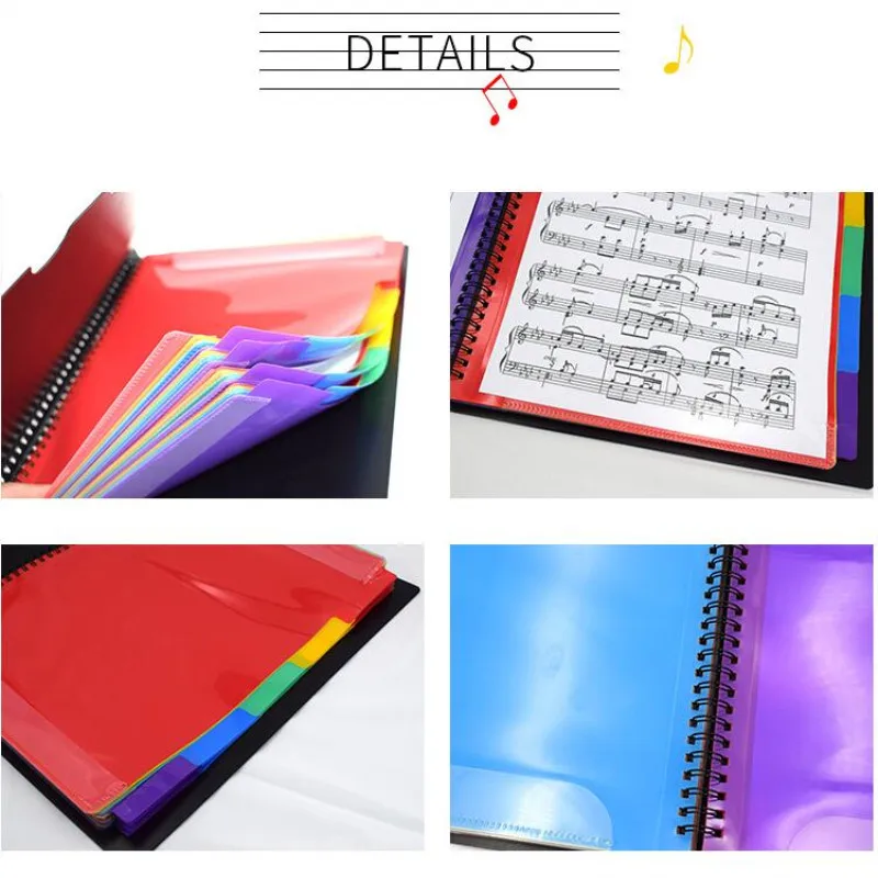 A4 New Data Book Loose-leaf Transparent Insert Bag Music Folder Piano Student Art File Folders Storage Book