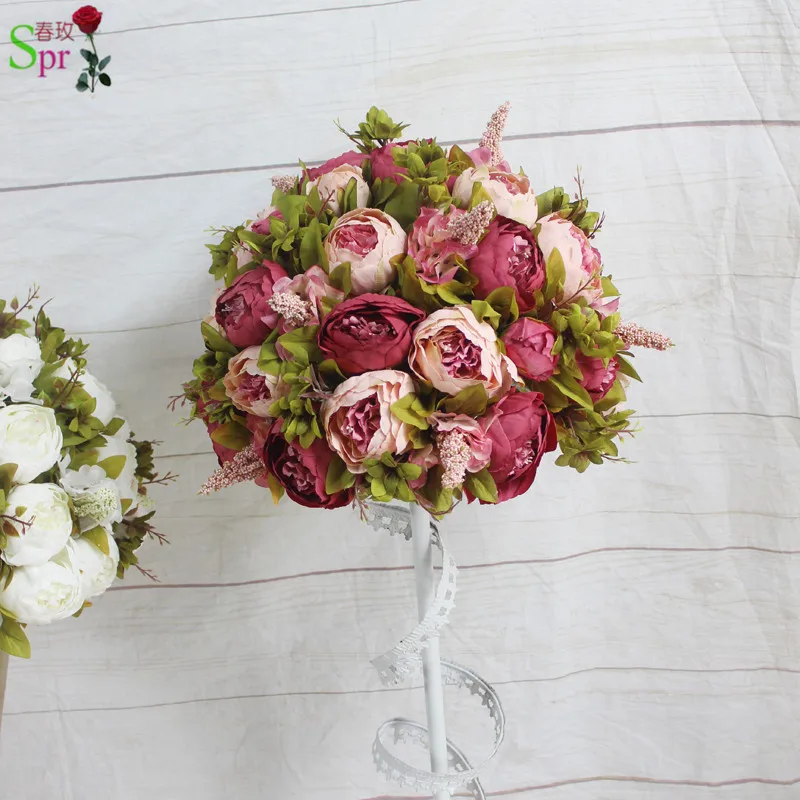 SPR Free shipping wedding backdrop arrangement 40CM DIA. artificial peony flower ball wedding table flower centerpiece ball