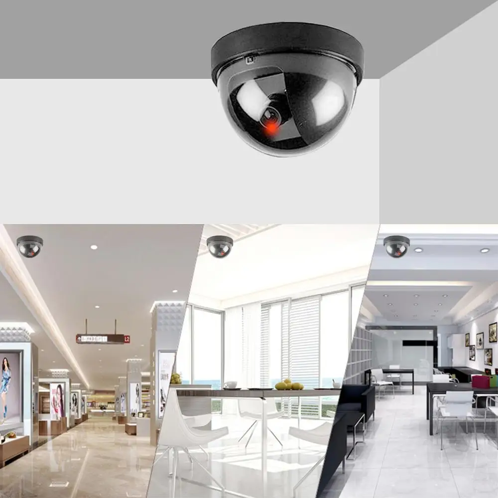 4pcs Dome Camera Dummy Waterproof Security CCTV Surveillance Camera With Flashing Red Led Light Outdoor Indoor Simulation Camera