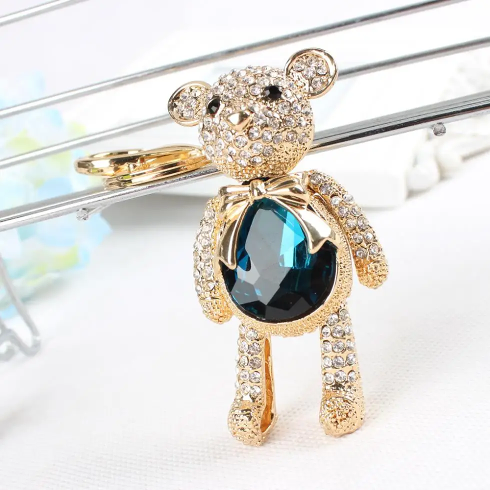 Lovely Bear Butterfly Cute Crystal Rhinestone Charm Pendant Purse Bag Car Key Ring Chain Creative Wedding Party Gift