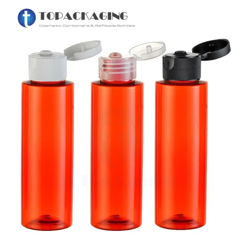 

30PCS*100ML Flip Screw Cap Bottle Red Plastic Makeup Packing Empty Essential Oil Shower Gel Lotion Shampoo Cosmetic Container