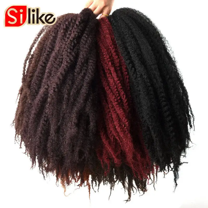 Afro Kinky Curly Twist Hair Crochet Braids Marley Braiding Hair 18inch Senegal Twist Synthetic Braiding Hair Silike