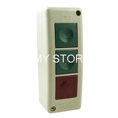 PB-3 Plastic Metal AC 250V 3A Max.600V FWD REV OFF Power Push Button Control Switch for Electric Motor