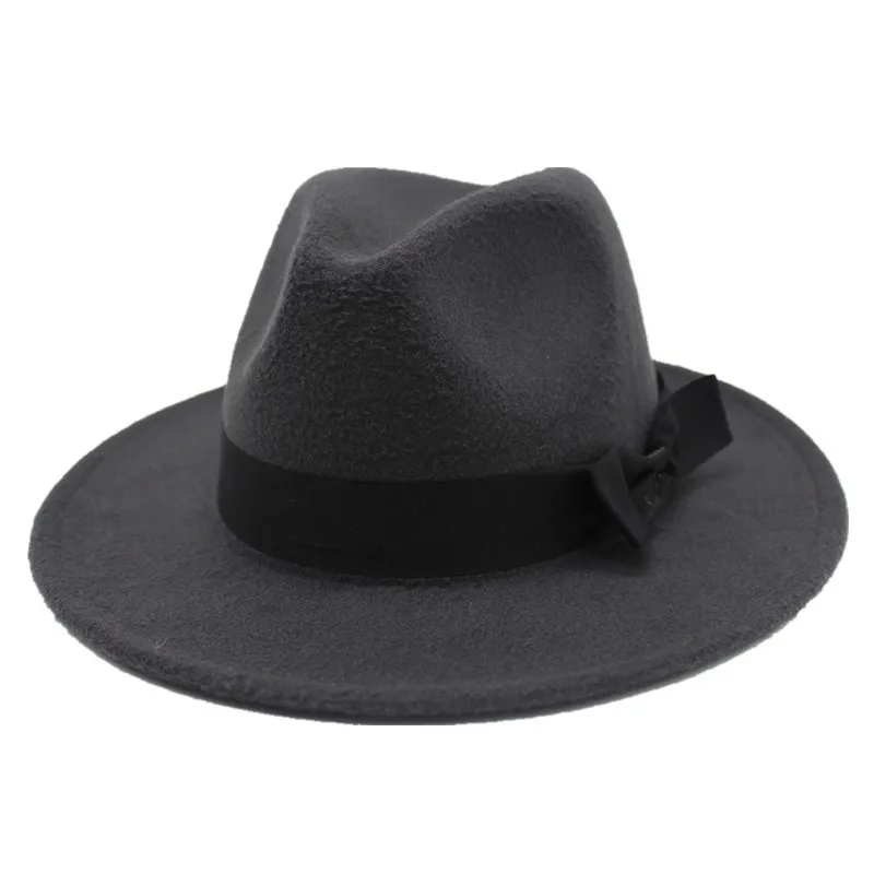 Ozyc 2018new Lente Brede Rand Fedora Mannen Vrouwen Vintage Jazz Hoeden Mode Sterren Wolvilt Hoed Unisex Zwart Vilt Bowler trilby