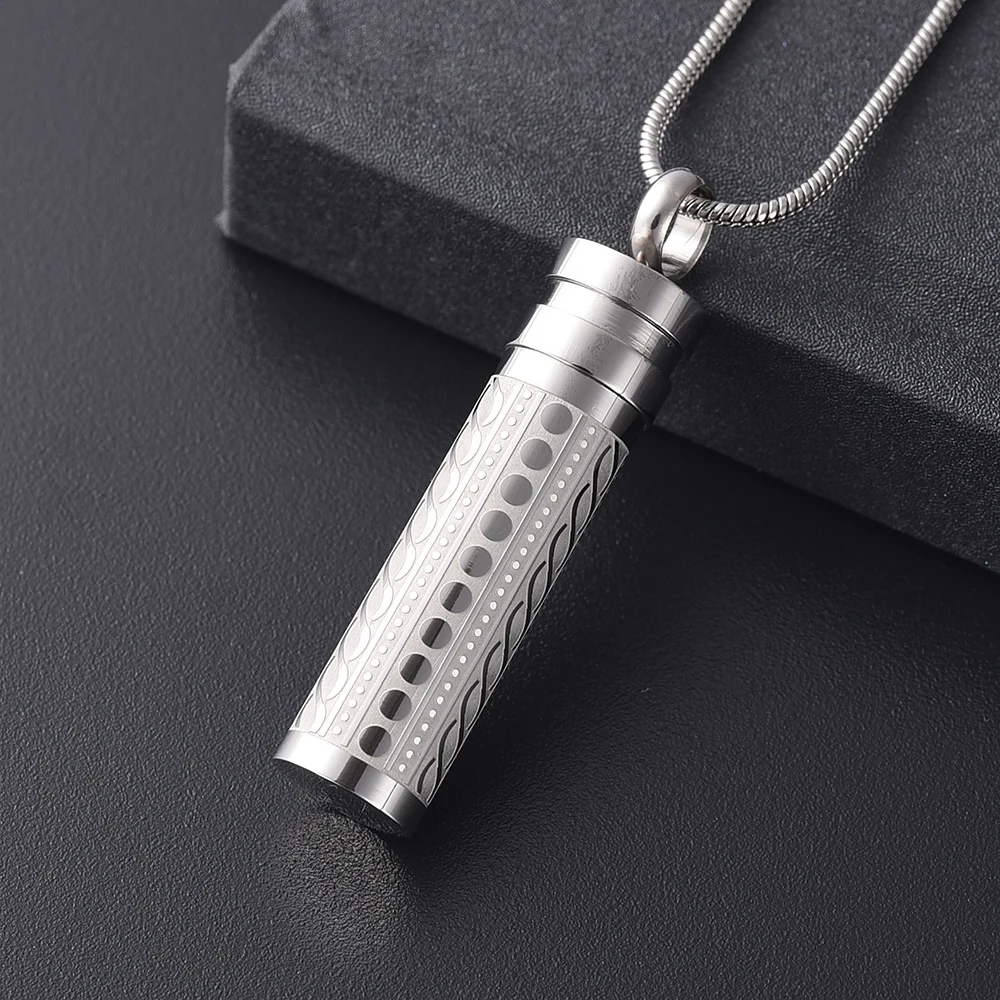 IJD11942 Cylinder Cremation Jewelry Hold Human/Pet Funeral Ashes Keepsake Pendant Memorial Urn Neckalce Holder