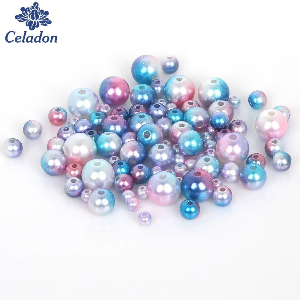 4/6/8/10mm Wholesale Round ABS Imitation Pearl Multi-size Mix Colors Beads for Jewelry DIY Craft Scrapbook Decorate 50-500Pcs